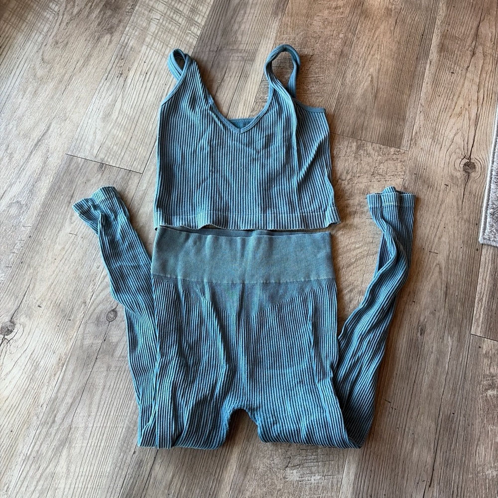 Women's Ribbed Sleepwear Set in Teal